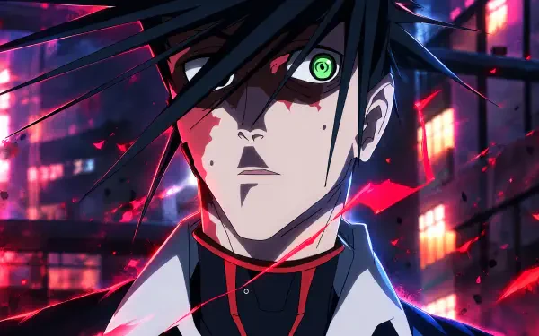 Cyberpunk: Edgerunners 2 anime man amid neon city lights, 4K Ultra HD PC desktop wallpaper and background.