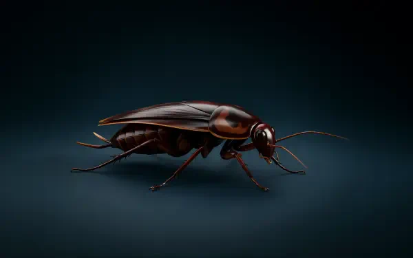 Close-up cockroach on a dark background, featured in a 4K Ultra HD PC desktop wallpaper and background.