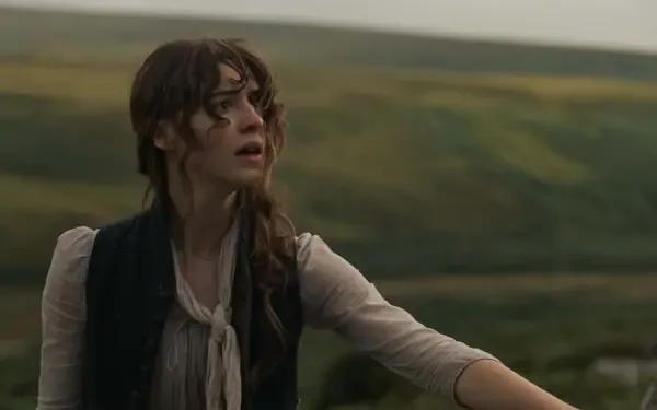 Daisy Edgar-Jones in Sense and Sensibility standing in a windswept countryside, HD desktop wallpaper and background.