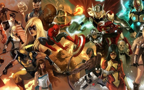 Bande-dessinées Marvel Comics Spider-Woman Docteur Strange Thor Iron Man Spider-Man Wolverine Thing Captain America Œil-de-Faucon Black Cat Iron Fist Nova Mockingbird Fond d'écran HD | Image