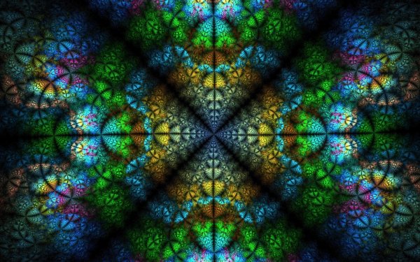 Abstract Fractal Texture Symmetry Blue Green Yellow Pink HD Wallpaper | Background Image
