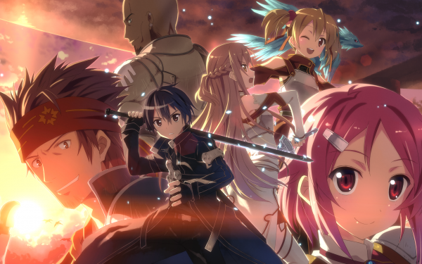 Anime Sword Art Online Asuna Yuuki Kirito Klein Agil Pina Lisbeth Silica HD Wallpaper | Hintergrund