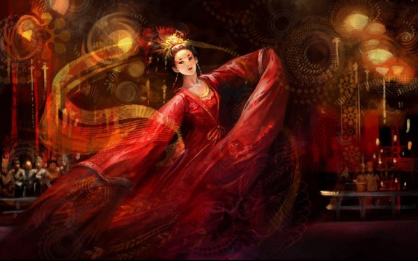 Fantasy Oriental Red Dance HD Wallpaper | Background Image