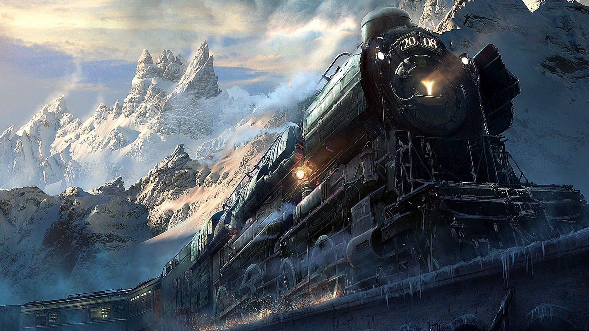 Majestic Mountain Train HD Wallpaper 1920x1080 Wallpaper Abyss