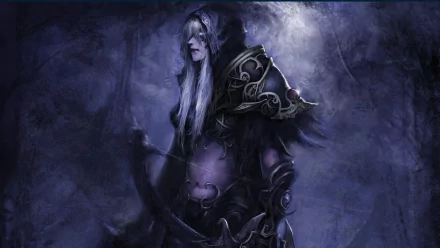 A high-definition wallpaper featuring a Warlock character from World of Warcraft, dressed in dark, ornate armor against a moody, mystical background.