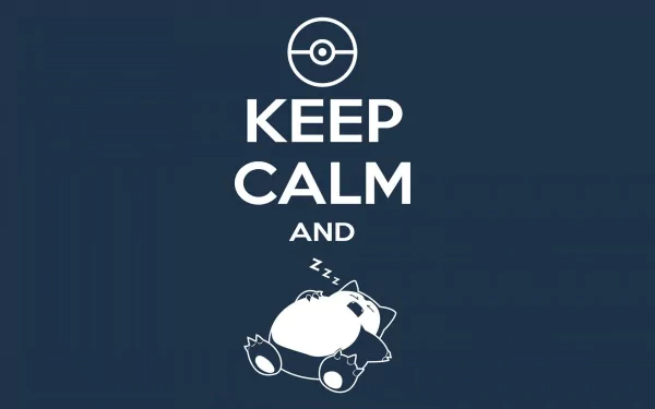 A minimalist HD wallpaper featuring Snorlax from Pokémon, with the phrase Keep Calm above, blending gaming culture and tranquility in a sleek design.