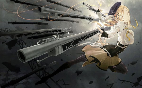 Anime Puella Magi Madoka Magica Gun Mami Tomoe Waffe Skirt Thigh Highs Boots Glove HD Wallpaper | Hintergrund