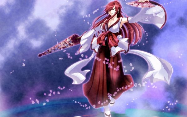 Anime Fairy Tail Erza Scarlet Red Hair Long Hair Kimono Paraguas Fondo de pantalla HD | Fondo de Escritorio