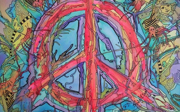 Artistic Psychedelic Trippy Hippie Peace Sign HD Wallpaper | Background Image