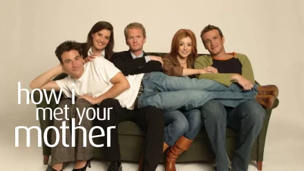 HD desktop wallpaper featuring the main cast of How I Met Your Mother: Alyson Hannigan, Cobie Smulders, Jason Segel, Josh Radnor, and Neil Patrick Harris.