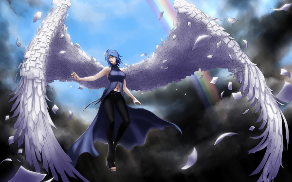Anime Naruto Konan Wings Blue Hair Arco iris Paper Ángel Fondo de pantalla HD | Fondo de Escritorio