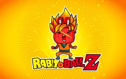 HD desktop wallpaper featuring a cartoon character from the anime parody series Rabi Ball Z, inspired by Dragon Ball Z, with vibrant orange and yellow tones.