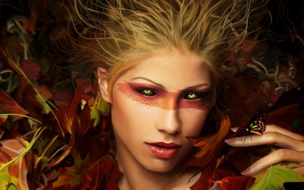 Women Artistic CGI Fantasy Fall Goddess Face HD Wallpaper | Background Image