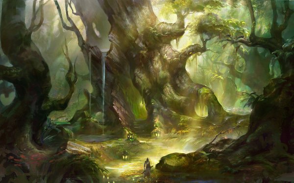 Fantasy Adventure Forest Magical Town HD Wallpaper | Background Image