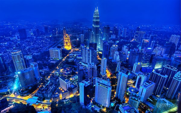 Man Made Kuala Lumpur Cities Malaysia City Town Metropolis Building Skyscraper Cloud Cityscape Architecture Night HDR HD Wallpaper | Background Image