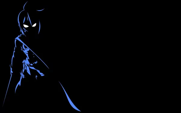 HD PC desktop wallpaper featuring Sayaka Miki from the anime Puella Magi Madoka Magica, depicted in a dark, stylized silhouette with blue highlights.