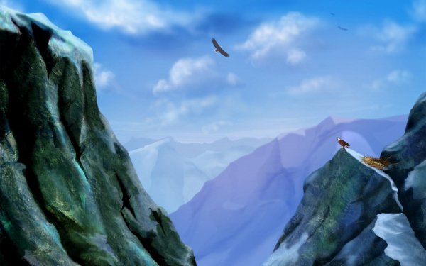 Artistic Landscape Bird Eagle Mountain Nature HD Wallpaper | Background Image