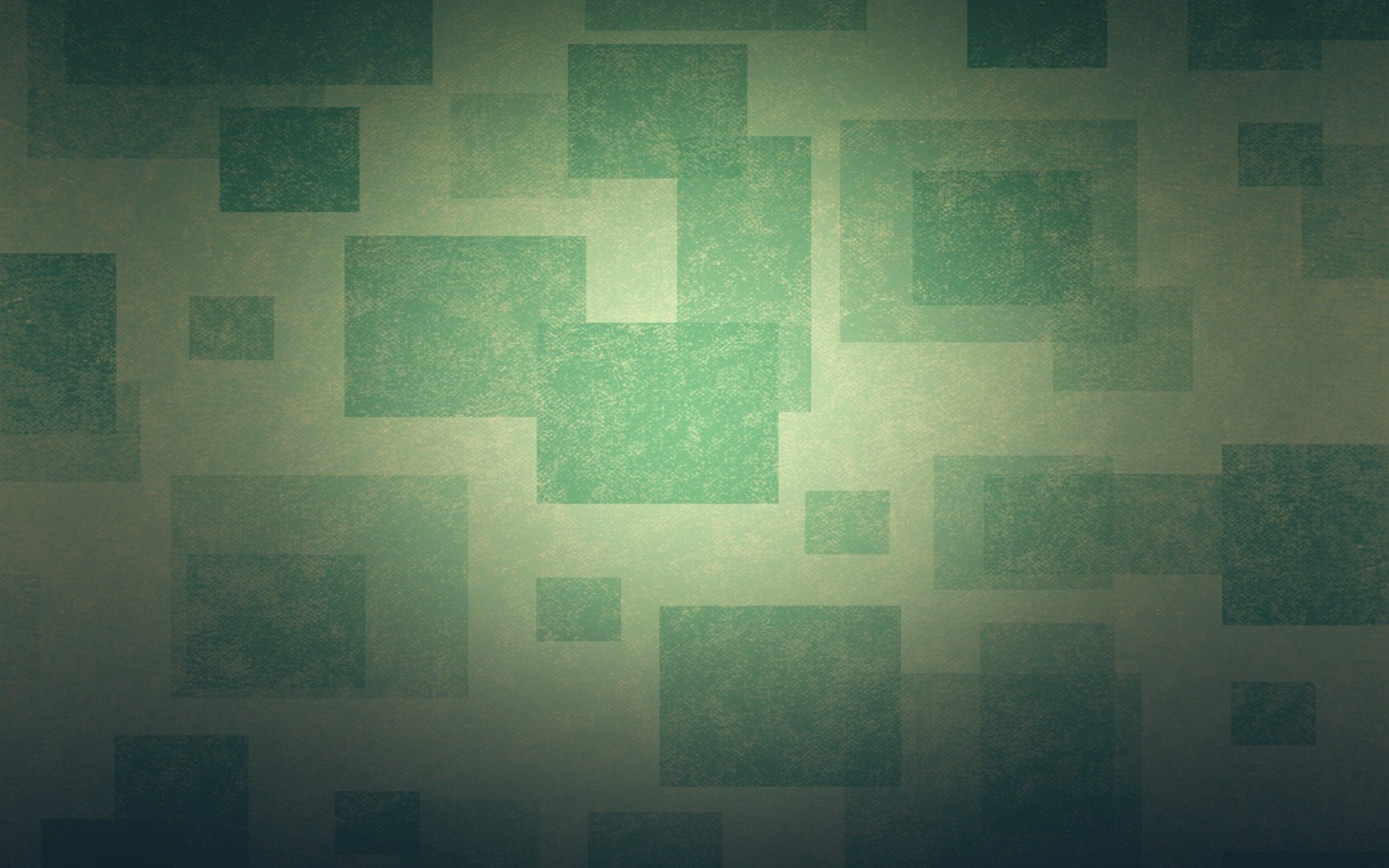 Artistic, minimalist HD PC desktop wallpaper featuring layered translucent green squares on a soft gradient background.
