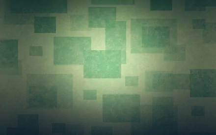 Artistic, minimalist HD PC desktop wallpaper featuring layered translucent green squares on a soft gradient background.