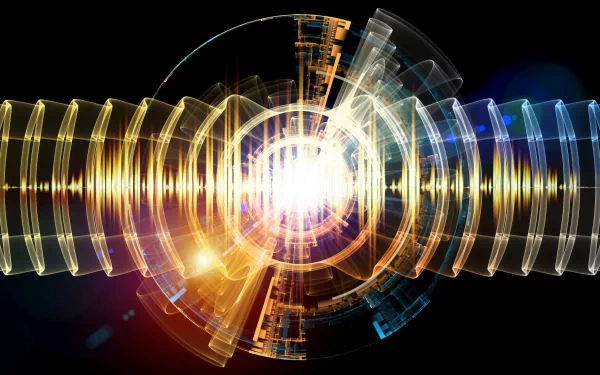 A vibrant CGI abstract 3D design with concentric, translucent rings and glowing light effects in 4K Ultra HD, creating a dynamic and futuristic PC desktop wallpaper.