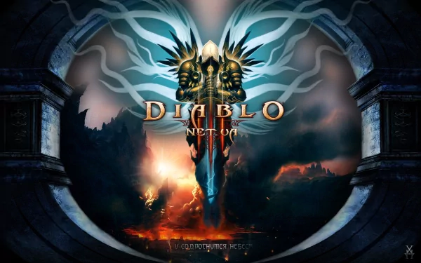 HD PC desktop wallpaper featuring the Diablo III video game logo with dark, fiery, and mystical fantasy elements in the background.