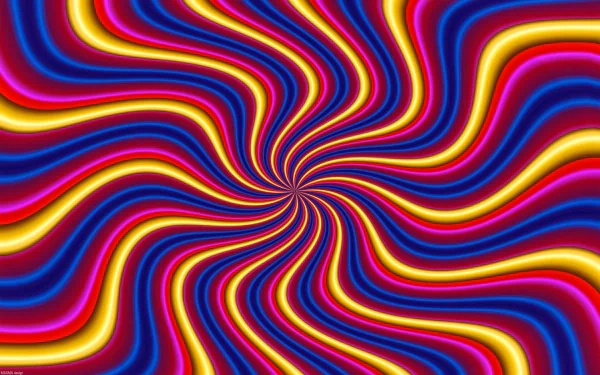 Vibrant psychedelic swirl of trippy colors in a dynamic spiral pattern, creating an artistic and eye-catching HD PC desktop wallpaper and background.