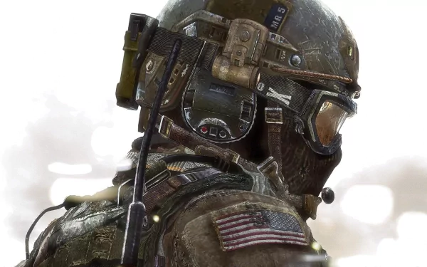 High-definition wallpaper featuring a soldier from Call of Duty: Modern Warfare 2, showcasing tactical gear and an American flag patch against a blurred background.