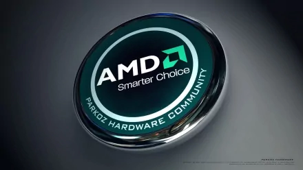 A sleek HD desktop wallpaper featuring the AMD logo, emphasizing Smarter Choice and highlighting the Parkoz Hardware Community, showcasing modern technology.