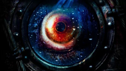 A striking HD desktop wallpaper featuring a gothic fantasy eye, inspired by the eerie atmosphere of Resident Evil: Revelations, with vibrant colors and dramatic lighting.