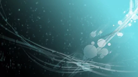 HD PC desktop wallpaper featuring abstract blue lines and soft glowing orbs on a gradient background, creating a dynamic and modern visual effect.