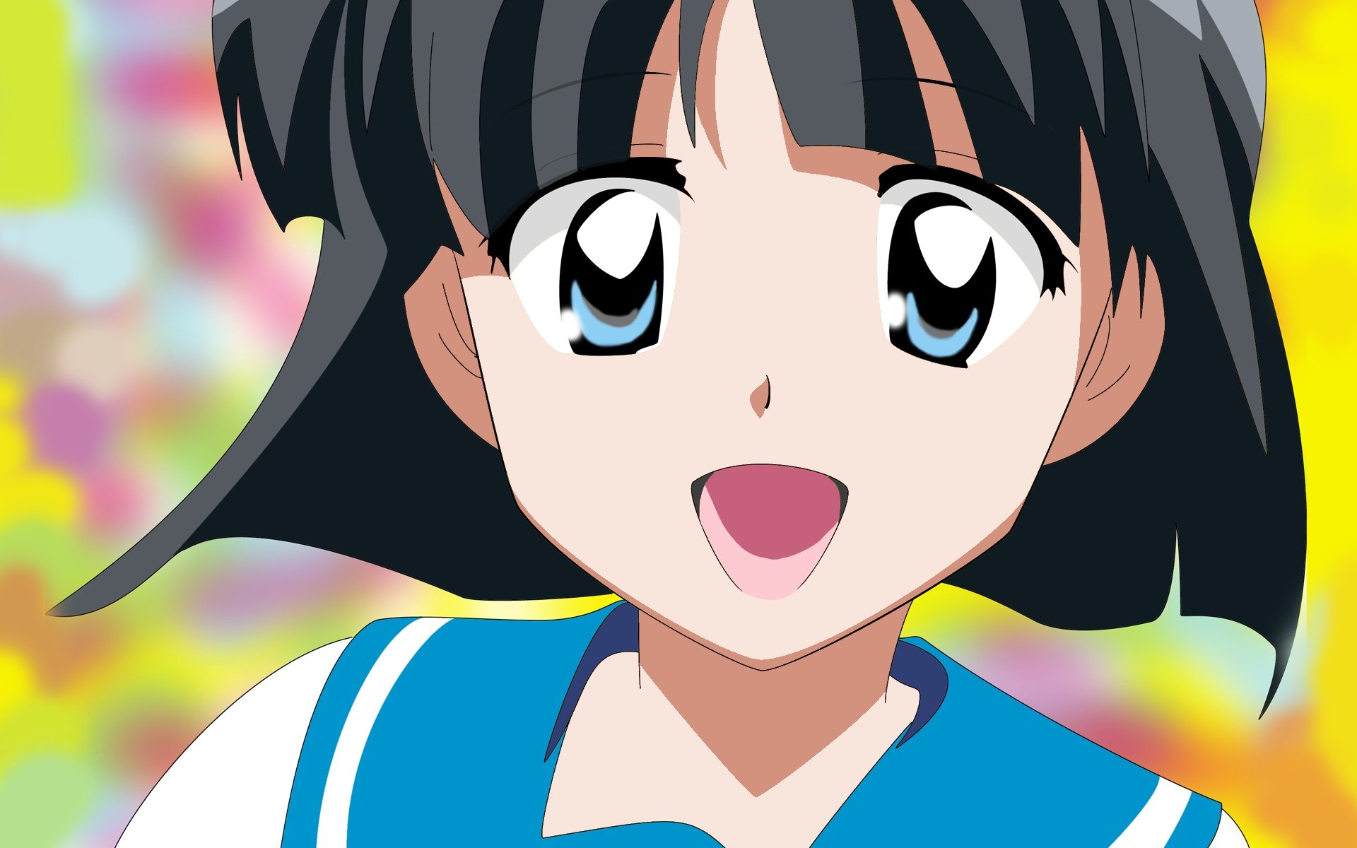 HD anime wallpaper featuring a close-up of a smiling character from The Familiar of Zero with vibrant colors and expressive eyes.