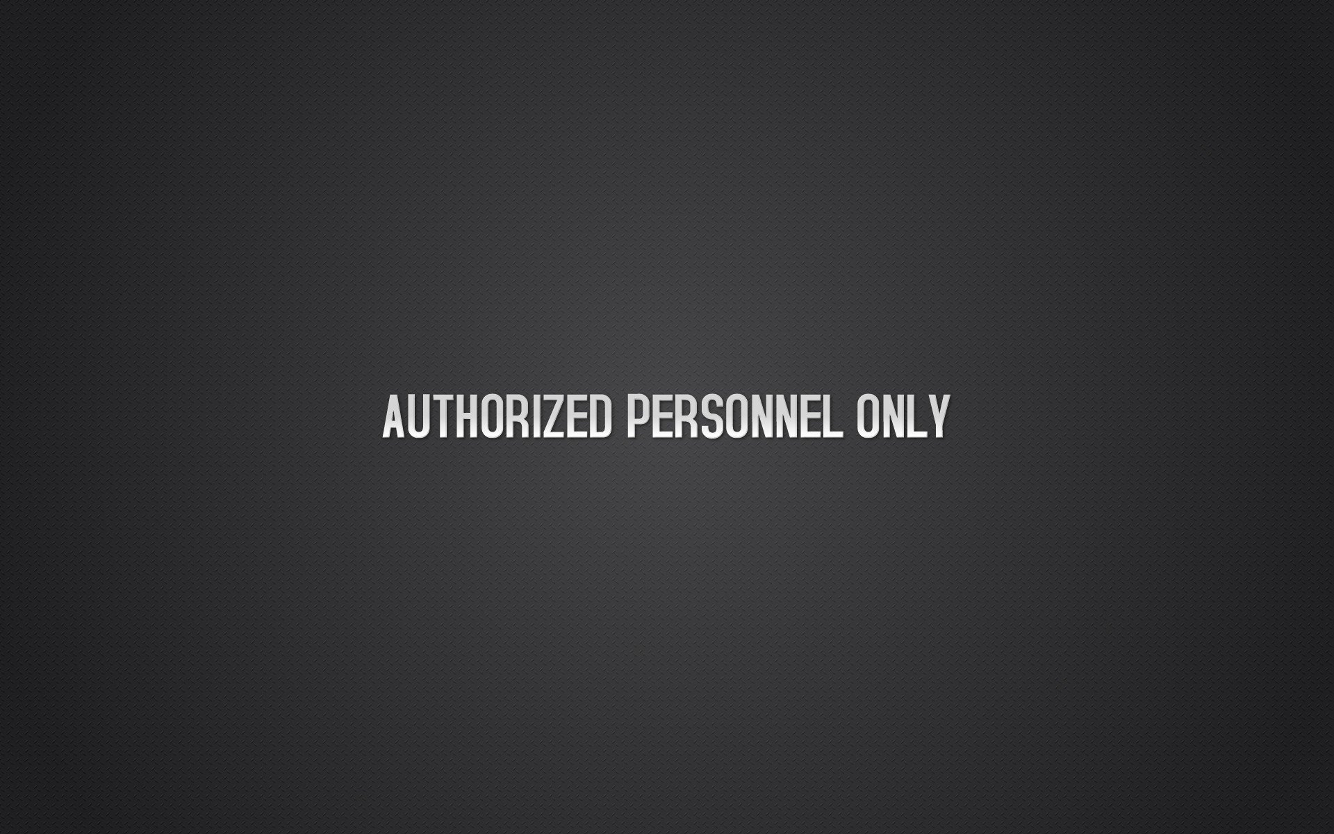 A high-definition PC desktop wallpaper featuring a minimalist design with the text AUTHORIZED PERSONNEL ONLY prominently displayed on a dark background.