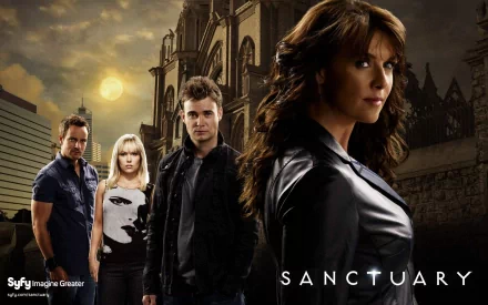 henry foss ryan robbins ashley magnus emilie ullerup dr. will zimmerman robin dunne helen magnus Amanda Tapping TV Show Sanctuary HD Desktop Wallpaper | Background Image