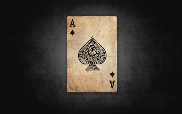 A vintage Ace of Spades playing card against a dark, textured background, creating a striking HD PC desktop wallpaper.