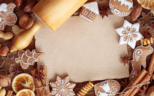 Holiday Christmas Cookie Gingerbread Cinnamon Sweets Food Brown HD Wallpaper | Background Image