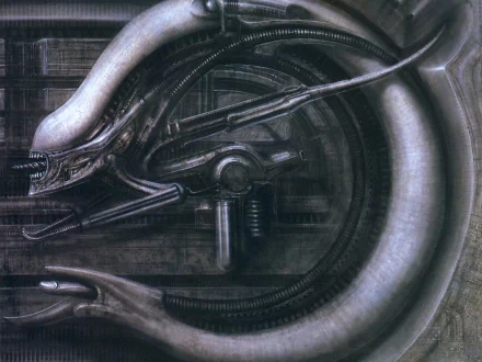 HD PC desktop wallpaper featuring the iconic Alien creature from the movie, showcasing its detailed biomechanical design in a dark, atmospheric setting.