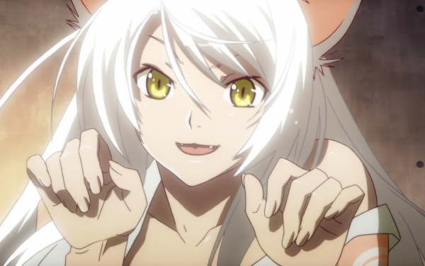 Anime Monogatari (Series) Black Hanekawa Tsubasa Hanekawa Nekomonogatari: Kuro White Hair Yellow Eyes Smile Animal Ears HD Wallpaper | Background Image