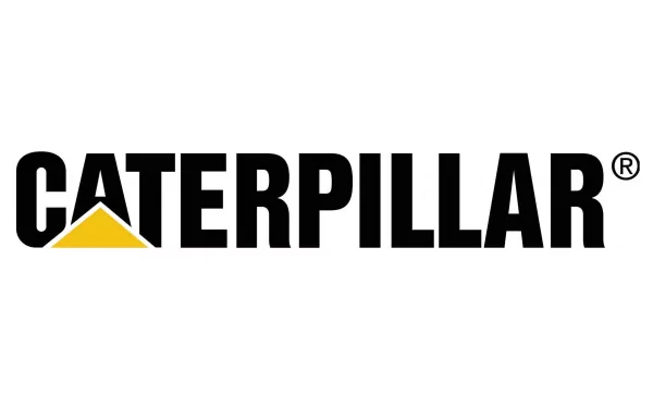 A high-definition PC desktop wallpaper featuring the Caterpillar logo, showcasing a bold design with the iconic yellow triangle and strong lettering.