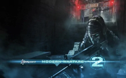 HD PC desktop wallpaper featuring a soldier from Call of Duty: Modern Warfare 2, highlighting intense action and shooter gameplay elements in a dark, atmospheric setting.
