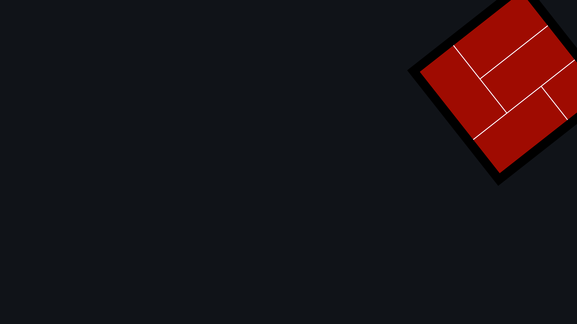 Minimalist HD PC desktop wallpaper inspired by anime The Tatami Galaxy: dark textured background with a small red tatami-patterned rectangle in the top-right corner.