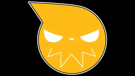 HD PC desktop wallpaper featuring an iconic yellow character from the anime Soul Eater, set against a solid black background. A striking design for anime fans.