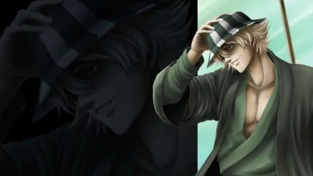 A striking HD wallpaper featuring Kisuke Urahara from the anime Bleach, showcasing his iconic hat and confident demeanor against a dynamic background.