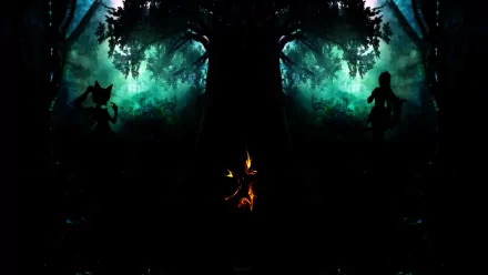 video game Star Ocean: The Last Hope forest silhouette mystical HD Desktop Wallpaper | Background Image