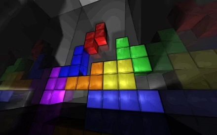 video game Tetris puzzle colorful blocks Retro Games HD Desktop Wallpaper | Background Image