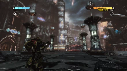 HD desktop wallpaper of Transformers: War for Cybertron, featuring a robot amidst a dystopian cityscape background.