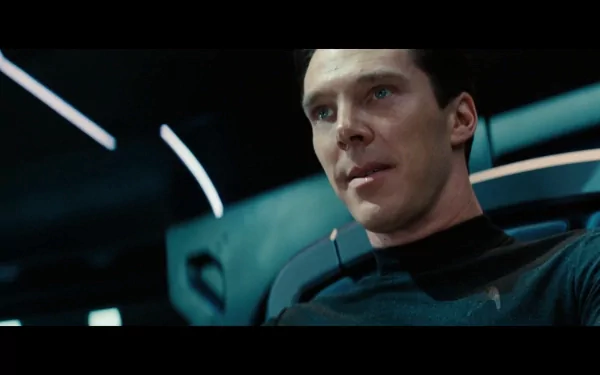 HD wallpaper from Star Trek Into Darkness featuring a character inside a starship with futuristic interior design.