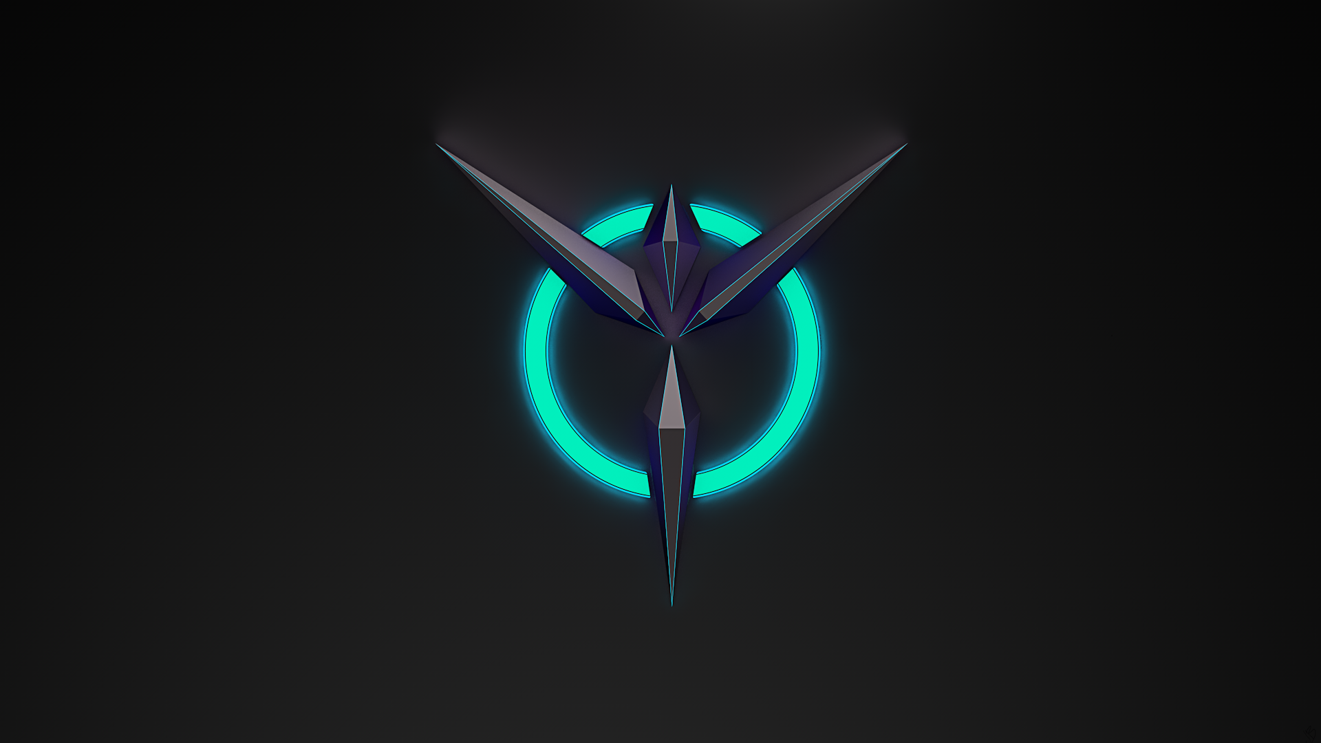 HD desktop wallpaper featuring a sleek emblem with a blue glow from the game Planetside, set against a dark background.