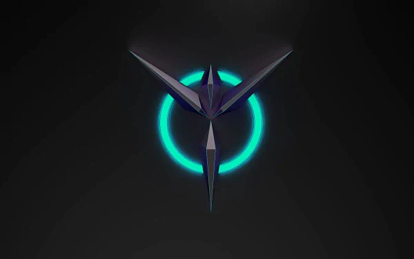HD desktop wallpaper featuring a sleek emblem with a blue glow from the game Planetside, set against a dark background.