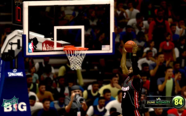 HD desktop wallpaper of NBA 2K13 featuring a player performing a slam dunk with a vibrant crowd in the background.