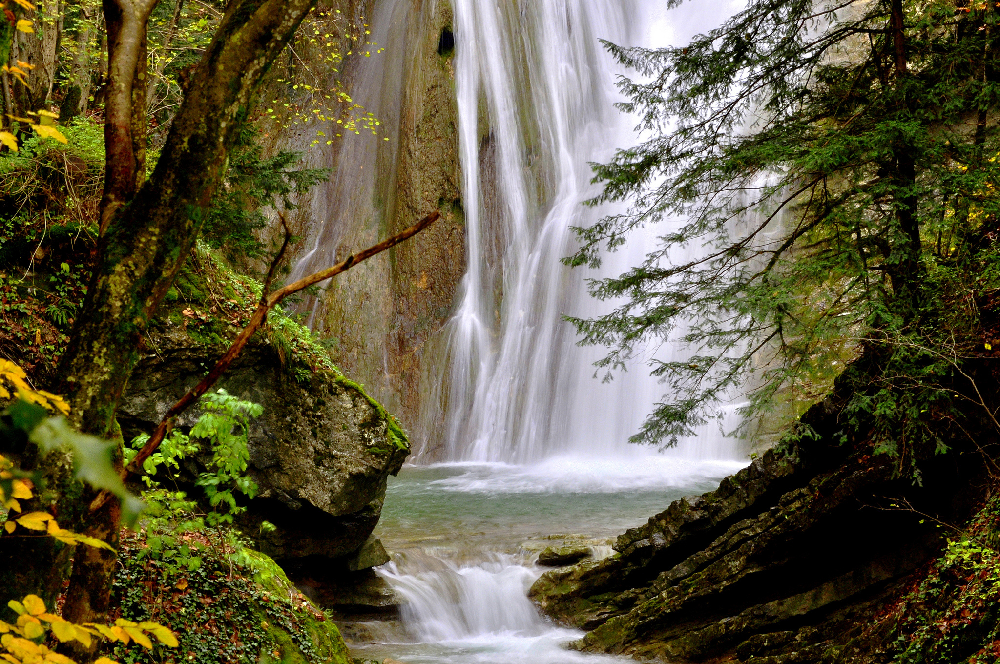 Serene Cascade: HD Waterfall Wonders in Nature's Embrace